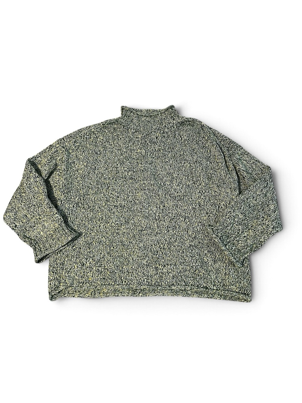 J. Crew Women’s Sz XXL Green Marled Roll Neck Sweater 2025 Cotton Relaxed Fit
